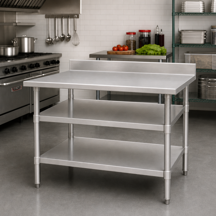 Product image #2 for Eagle Group 48"W x 30"D Adjustable Galvanized Work Table Undershelf for Uni-Lok Hat Channel Frame Tables