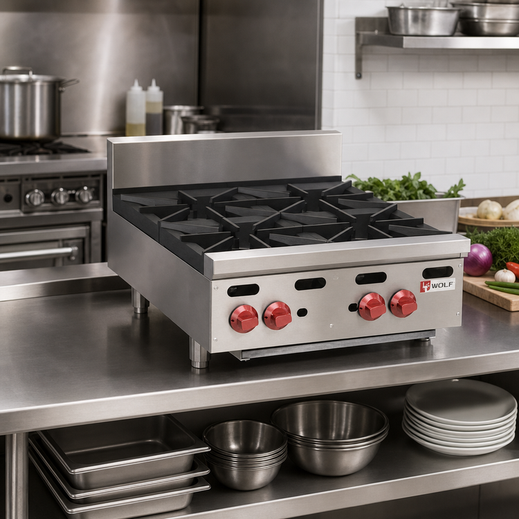 Product image #2 for Wolf Achiever AHP424 24-Inch Countertop Gas Hotplate with 4 Open Burners