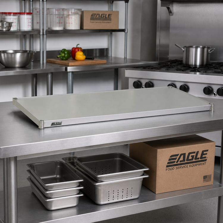 Product image #2 for Eagle Valu-Master 54 x 21 Inch Solid Commercial Shelf with Marine Edge, Gray Epoxy Finish