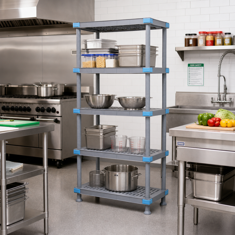 Product image #2 for Millenia 30-Inch Wide x 24-Inch Deep x 74-Inch High Rust-Proof Gray Polymer 5-Shelf Stationary Starter Shelving Unit