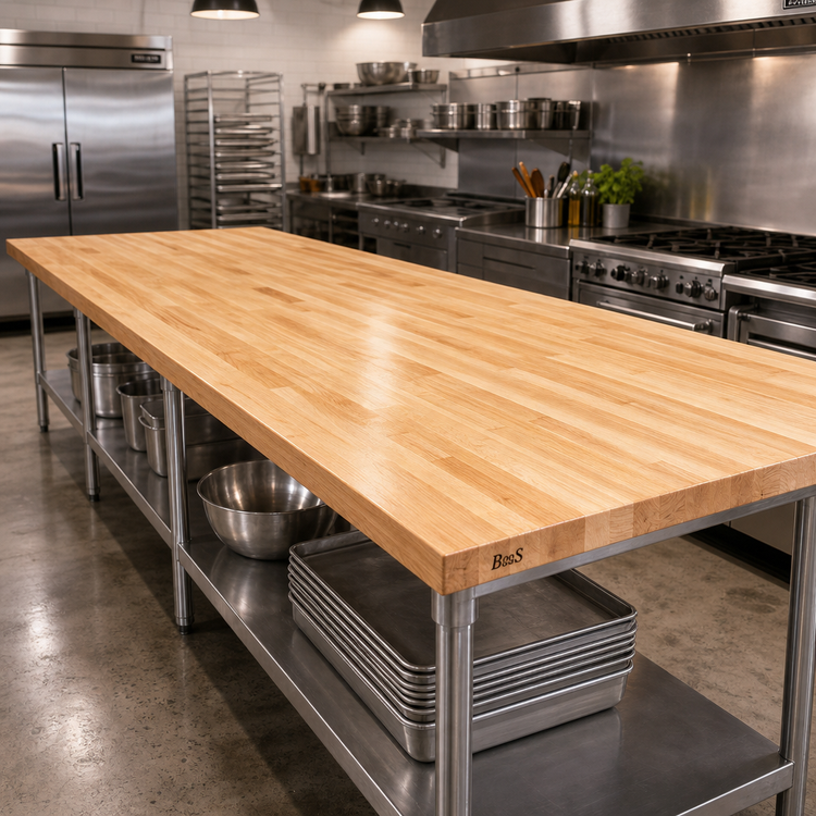 Product image #2 for John Boos Boos Block 144 x 48 Inch Kitchen Countertop, Northern Hard Rock Maple, Blended Edge Grain, Penetrating Oil Finish