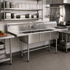 Thumbnail image #2 for Eagle Group BlendPort® BPS-2472-3-FC 3-Compartment Commercial Sink, 24" x 24" Bowls, 14" Deep, 16-Gauge 304 Stainless Steel, No Drainboards