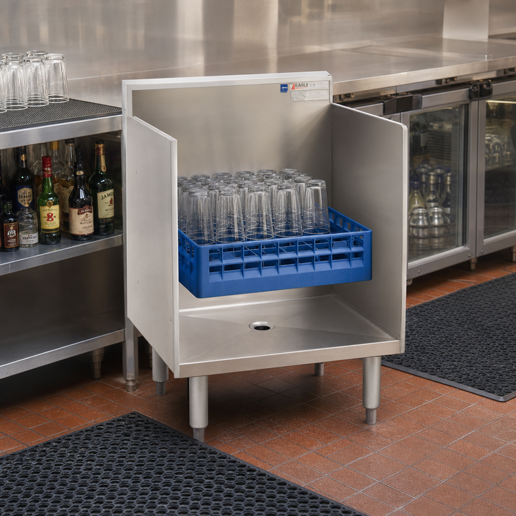 Product image #2 for Eagle 1800 Series Open Top Underbar Glass Rack Storage Unit with Open Front Cabinet Base, 24-Inch Wide, 304 Stainless Steel