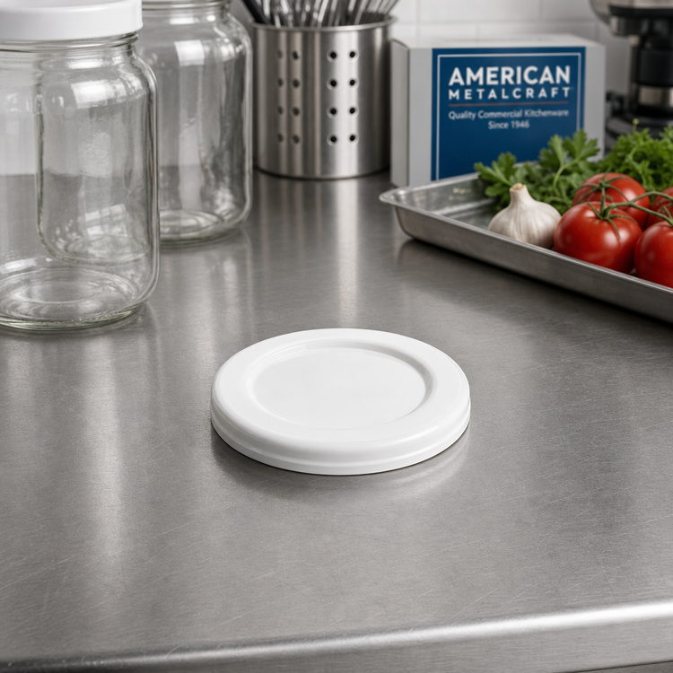 Product image #2 for American Metalcraft White Plastic Jar Lid for RGJ4 and RGJ6 Round Glass Jars
