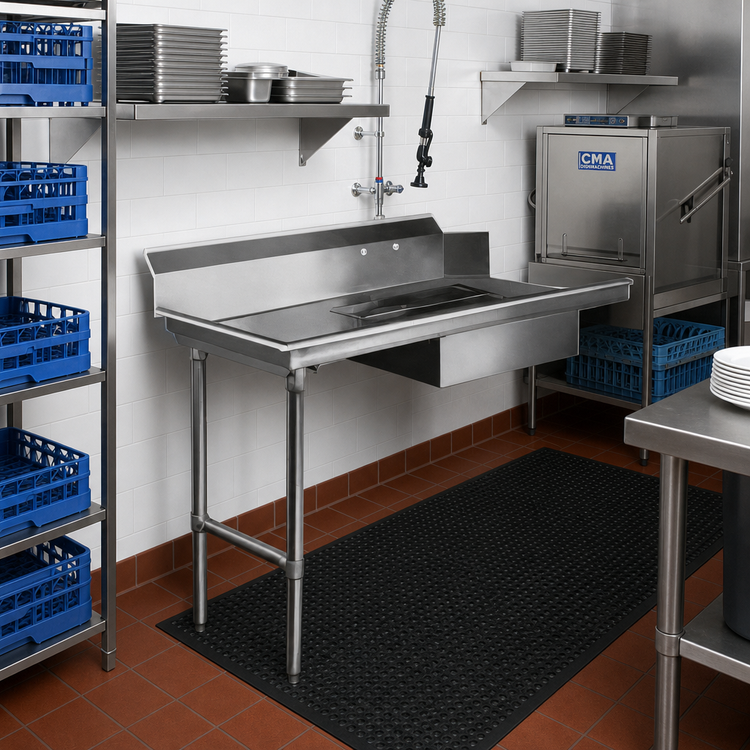 Product image #2 for CMA Dishmachines SL-26 Left-to-Right Straight Soiled Dish Table, 26 Inch, with 20 x 20 x 5 Inch Sink