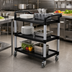 Thumbnail image #2 for Omcan Black Plastic 3-Shelf Bussing Cart with 19.5 x 31 in Tray, 198 lb Capacity
