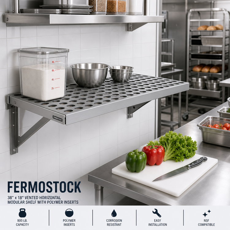 Product image #2 for Fermostock 38 Inch x 18 Inch Vented Horizontal Modular Shelf with Polymer Inserts