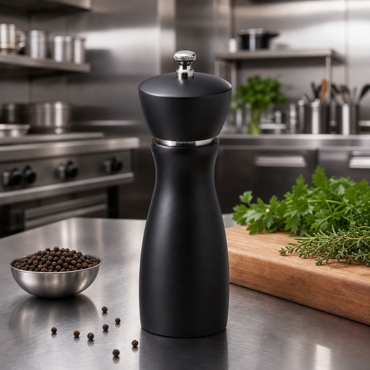 Product image #2 for Winco Maestro Modern 6-Inch Beechwood Pepper Mill with Carbon Steel Grinder