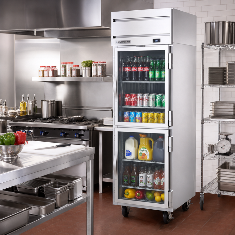 Product image #2 for Beverage-Air Horizon Series One-Section Reach-In Refrigerator with 2 Half Glass Doors, 22.28 Cu. Ft.