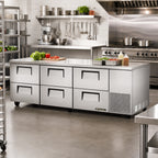 Thumbnail image #2 for True Mfg. - General Foodservice TUC-93D-6-HC 3-Section Undercounter Refrigerator, 6 Drawers, Stainless Steel, 93.25" Wide