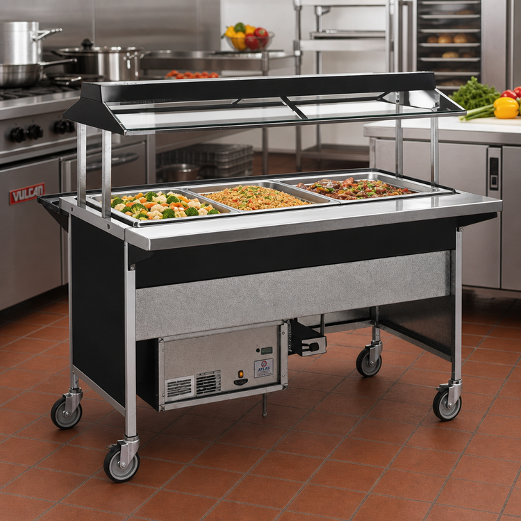 Product image #2 for Atlas Metal CABT-3 50" 3-Pan Mobile Refrigerated Cold Food Serving Counter