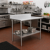 Thumbnail image #2 for John Boos Stallion 60-Inch x 30-Inch 16-Gauge Stainless Steel Work Table with 5-Inch Backsplash and Undershelf
