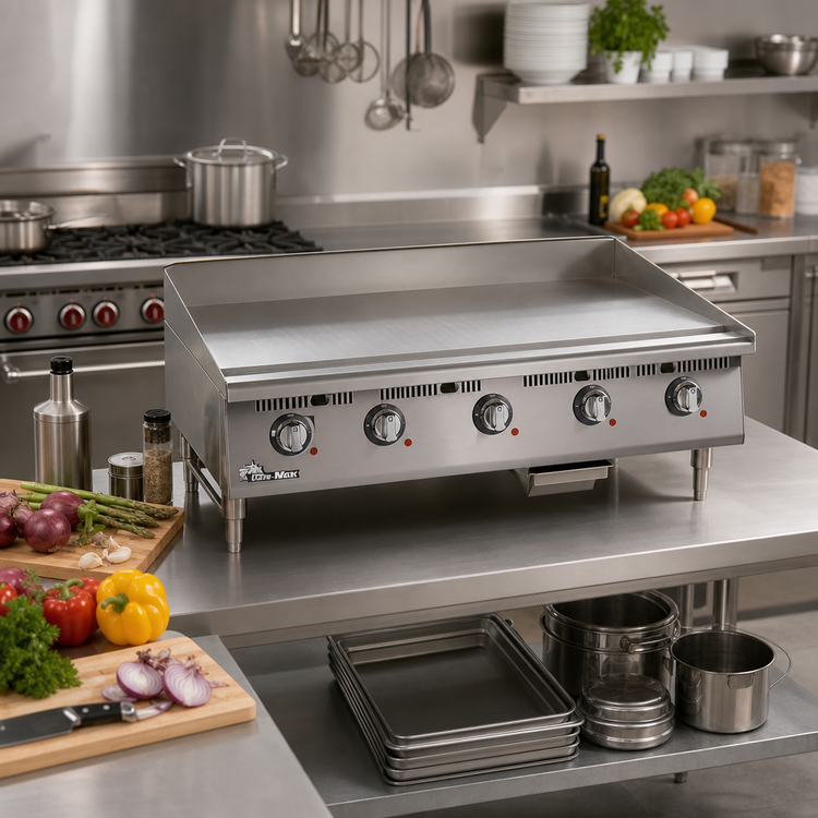 Product image #2 for Ultra-Max 60-Inch Countertop Gas Griddle with 1-Inch Steel Plate and Mechanical Snap-Action Thermostat