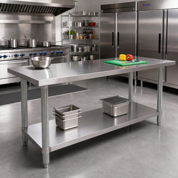 Product image #2 for Omcan Standard Series 72-Inch x 24-Inch Stainless Steel Work Table with Undershelf