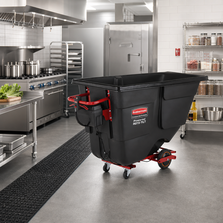 Product image #2 for Rubbermaid Commercial Powered Roto Tilt Trash Cart, 1 Cubic Yard, 1000 lb Capacity