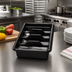 Thumbnail image #3 for Cambro Cambox® 4-Compartment Cutlery Box, Black Hi-Gloss Plastic, 11-3/8 x 20-7/16 x 3-3/4 Inches