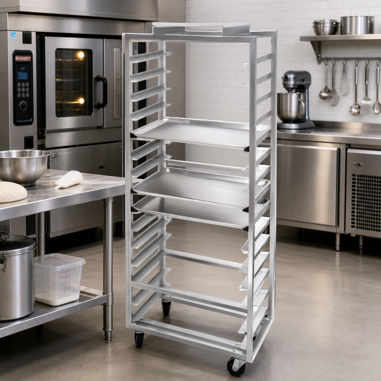 Product image #2 for Channel Manufacturing 304 Stainless Steel Single-Section Side-Loading No-Lift Oven Rack for 12 Full-Size Pans