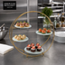 Thumbnail image #2 for American Metalcraft Round Four-Tier Gold Buffet Stand with Built-In Frosted Glass Plates and Carry Handle