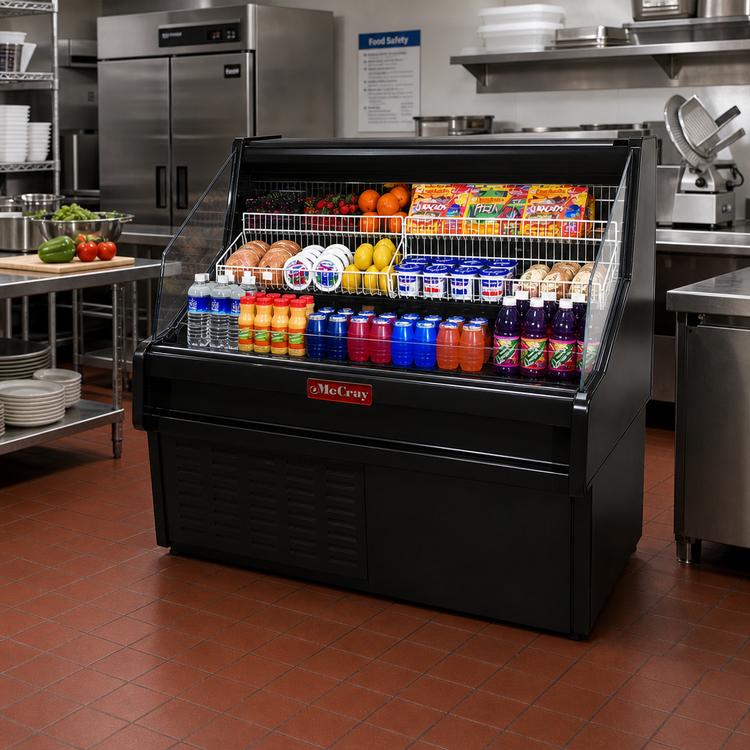 Product image #2 for Howard-McCray Ovation Series 51-Inch Black Self-Contained Open Merchandiser Refrigerator, 44-Inch High, Straight Plexi
