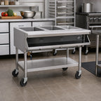 Thumbnail image #2 for Eagle Group SPHT2-208 Mobile Electric Sealed-Well Hot Food Table, 2 Wells, Open Shelf Base, Wet/Dry Operation, 208V