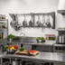 Thumbnail image #2 for Eagle Group 108 Inch Wall-Mount Double-Bar Stainless Steel Pot Rack with 18 Hooks