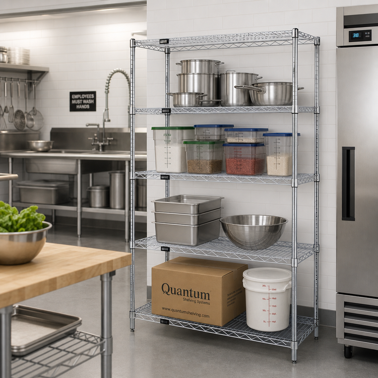 Product image #2 for Quantum 48"W x 30"D x 63"H Chrome Plated Wire Shelving Starter Kit