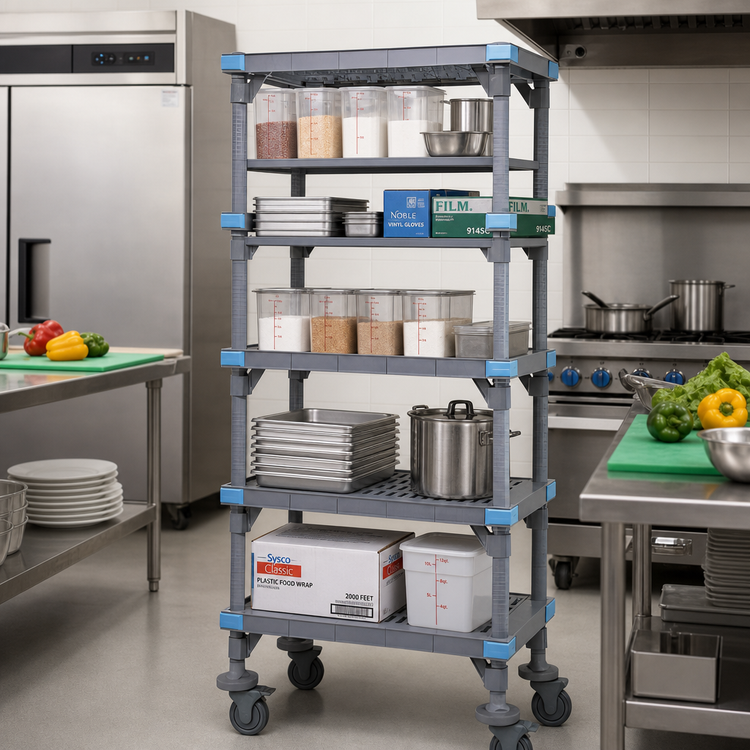 Product image #2 for Quantum Millenia 30-Inch W x 18-Inch D x 74-Inch H Mobile Polymer Starter Shelving Unit with 5 Shelves