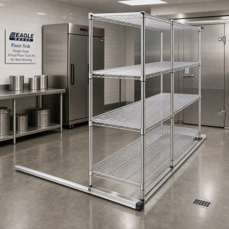 Product image #2 for Eagle Group Floor-Trak Single-Deep 9-Foot Floor Track Kit for Wire Shelving