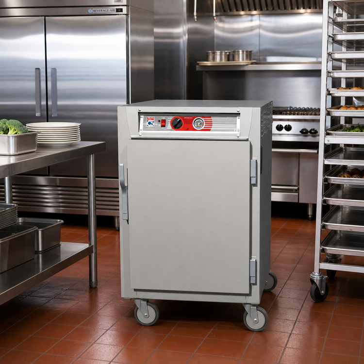 Product image #2 for Metro C5 6 Series Mobile Half-Height Pass-Thru Heated Holding Cabinet with Solid Doors and Universal Wire Slides