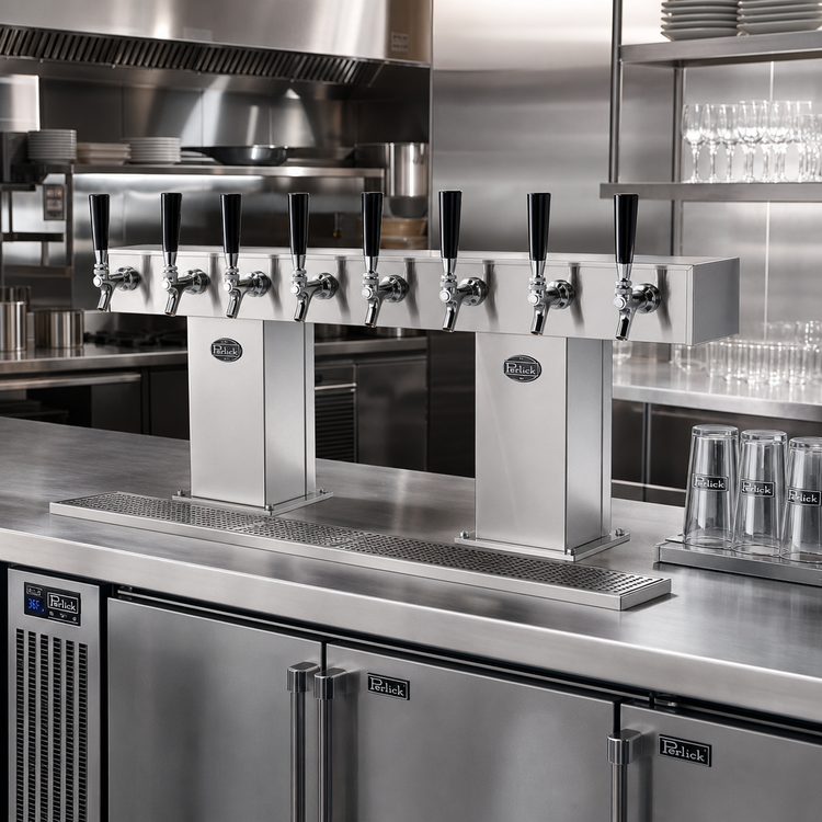 Product image #2 for Perlick Bridge Tee Countertop Glycol-Cooled Draft Beer Tower, 10 Faucets, Stainless Steel Finish