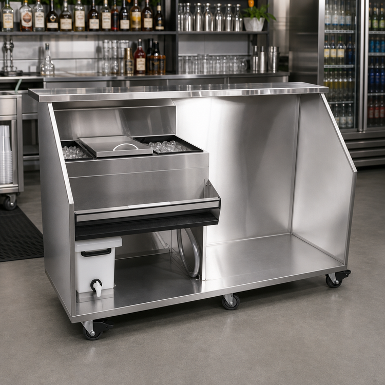 Product image #2 for Glastender 90-Inch Portable Bar for Stackable Cups with Built-In Refrigerator Space and 12-Inch Ice Bin