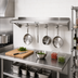 Thumbnail image #2 for John Boos Stallion 48-Inch Wall-Mount 14-Gauge Stainless Steel Pot Rack Shelf with 4 Hooks