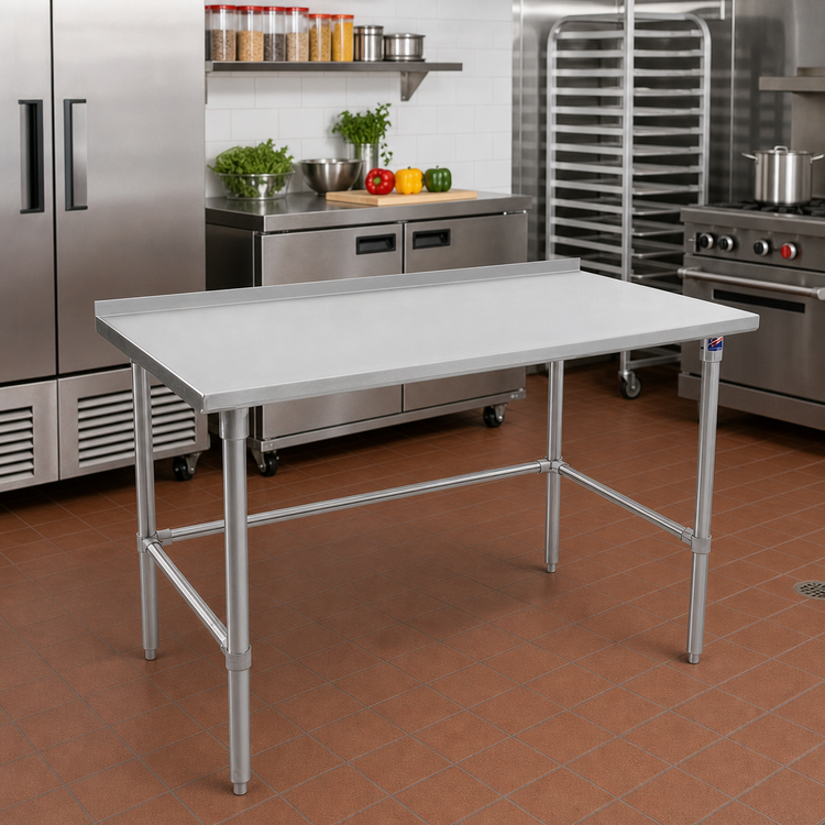 Product image #2 for John Boos Stallion 72-Inch x 30-Inch Open Base Stainless Steel Work Table with 1-1/2-Inch Rear Up-Turn