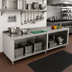 Thumbnail image #2 for John Boos Open Front Cabinet Base Work Table with 14-Gauge Stainless Steel Top, 144 x 24 Inches, 1-1/2 Inch Rear Riser