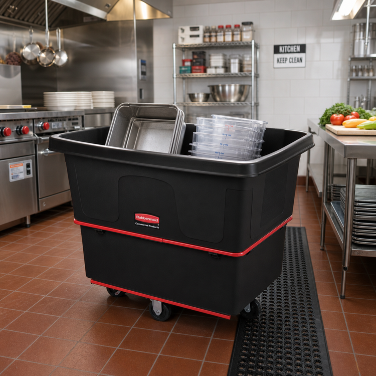 Product image #2 for Rubbermaid Commercial Products Mobile Open-Top Utility Truck, 12 Cu. Ft., 800 lb. Capacity, Black