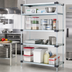Thumbnail image #2 for Quantum Solid Shelving Starter Kit, 54W x 14D x 74H Inches, Galvanized Steel Shelves, Chrome Posts