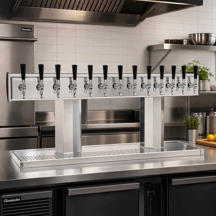 Product image #2 for Glastender 2-Column Countertop Air-Cooled Tee Draft Dispensing Tower with 12 Stainless Steel Faucets