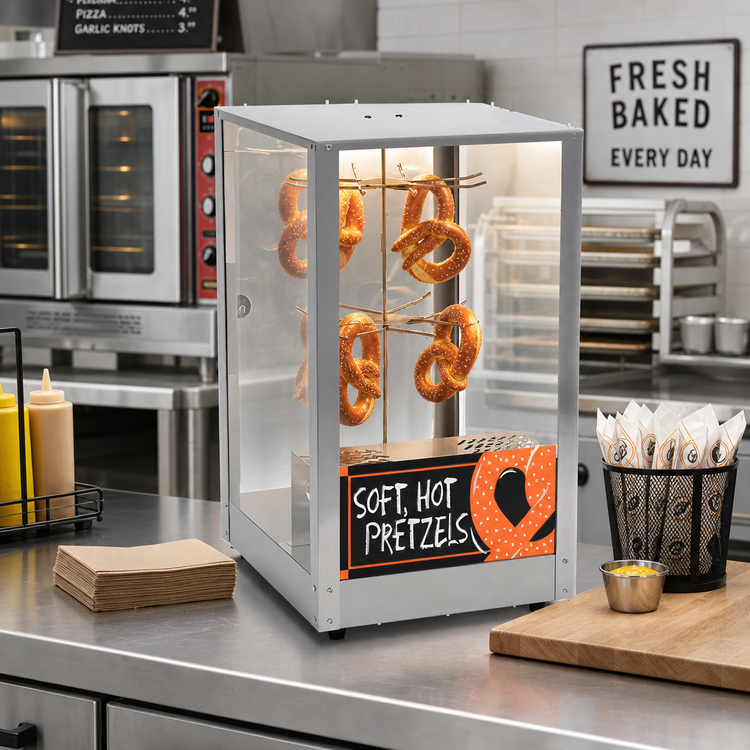 Product image #2 for Nemco Revolving Countertop Pretzel Merchandiser with Tempered Glass and Illuminated Interior
