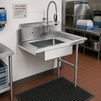 Thumbnail image #2 for Steel Works Stainless SWSDT-36R 36-Inch Straight Soiled Dish Table with 20 x 20 x 5-Inch Pre-Rinse Bowl, Right-to-Left, 16-Gauge 304 Stainless Steel