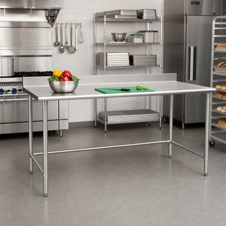 Product image #2 for Eagle Group BlendPort® Budget Series 84-Inch x 24-Inch Stainless Steel Work Table with 4-1/2-Inch Backsplash