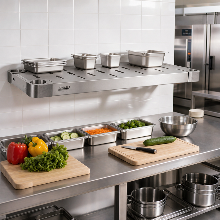 Product image #3 for Quik-Set Louvered Solid Shelf with Marine Edge, 48 x 24 Inches, 16/304 Stainless Steel