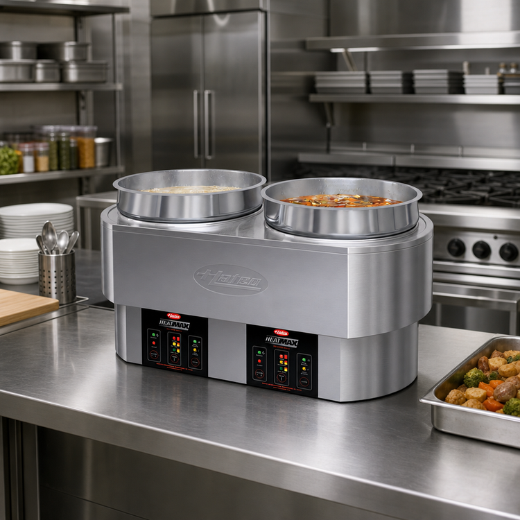 Product image #2 for Hatco RHW-2 Dual Round Countertop Food Warmer/Cooker with 2 x 11 Qt Wells