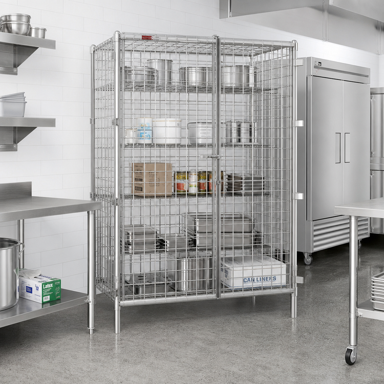 Product image #2 for Eagle Group QuadTruss Stationary Wire Security Cage with Double Doors, 63-1/4 x 27-1/4 x 67 Inches, Stainless Steel Finish