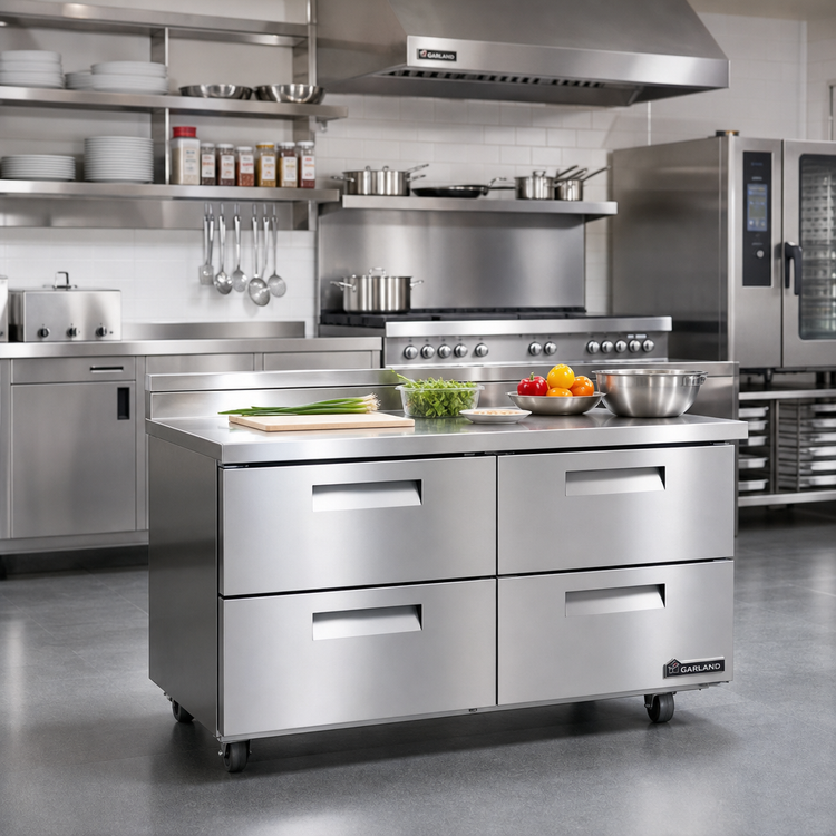 Product image #2 for Garland Polar Cuisine 54-Inch Remote Refrigerator Drawer Base, 4 Drawers, Stainless Steel
