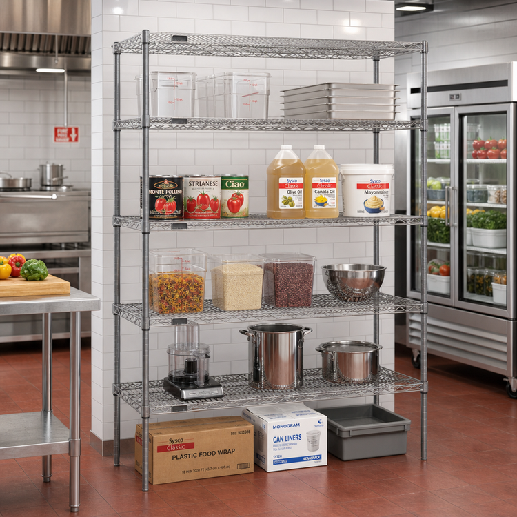Product image #2 for Eagle Group Redipak 5-Tier Wire Shelving Unit, 60 Inch W x 18 Inch D x 74 Inch H, Stationary, Pewter Gray Epoxy Finish