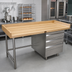 Thumbnail image #2 for Advance Tabco 84-Inch x 30-Inch Bakers' Wood Top Work Table with Right-Side 3-Tier Drawers and 4-Inch Splash