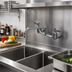 Thumbnail image #2 for T&S Brass Wall-Mounted Double Pantry Mixing Faucet with 10-Inch Swing Nozzle and 8-Inch Adjustable Centers