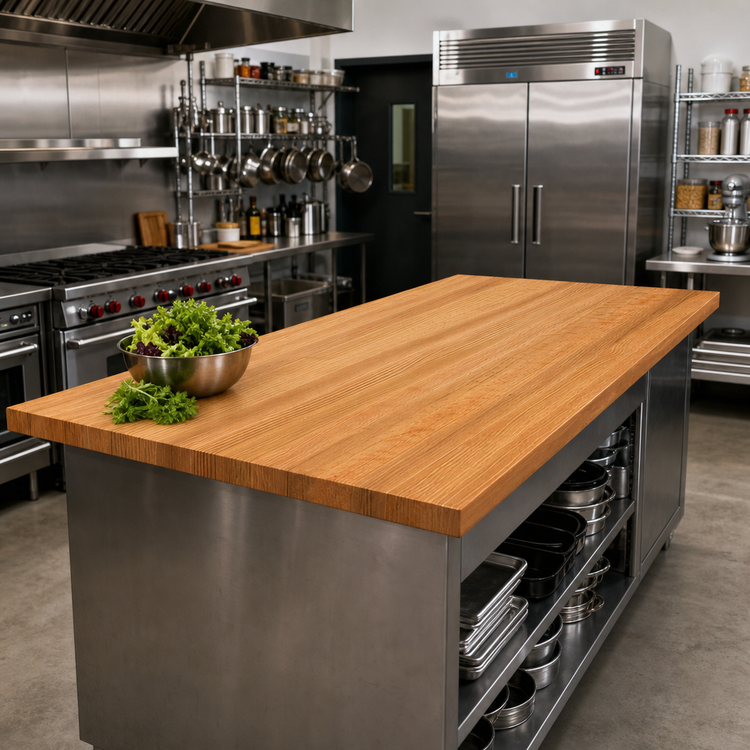 Product image #2 for Appalachian Red Oak Edge Grain Island Countertop, 108 x 48 x 1-3/4 Inches, Varnique Finish
