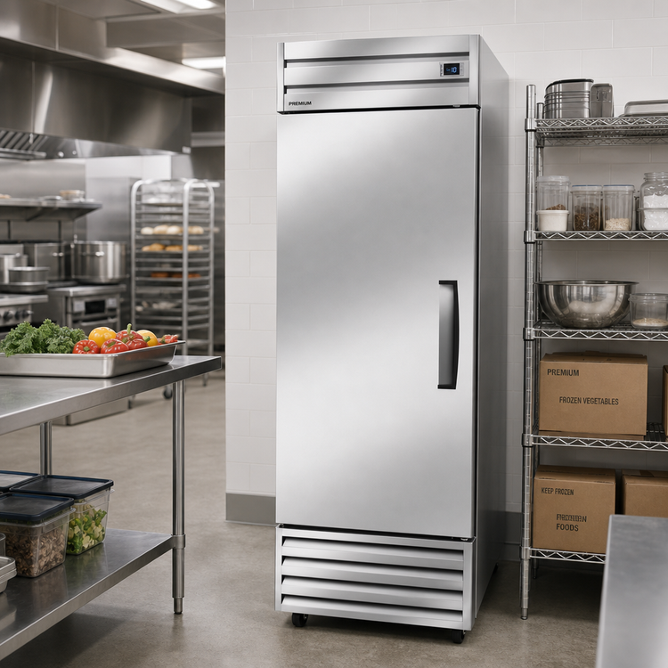 Product image #2 for Premium Line Low-Temp Reach-In Upright Storage Freezer, 43 Cu. Ft., Two-Section, Bottom Mount, Stainless Steel