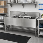 Thumbnail image #2 for Eagle Group Spec-Bar B5L-4-24 Four-Compartment Stainless Steel Underbar Sink with Left Drainboard, 60 x 24 x 37 Inches